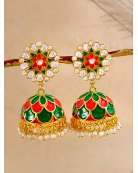 Buy Online Royal Bling Earring Jewelry Gold-Toned  Kundan and  Pink Beads Round Shape Earrings RAE1734 Jewellery RAE1734