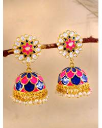 Buy Online Crunchy Fashion Earring Jewelry Crunchy Fashion Kundan/Pearl Blue Ethnic Chandbali Earring RAE2291 Jhumki RAE2291