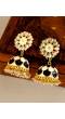 Gold-Plated Meenakari Kundan White & Black Earrings RAE1315