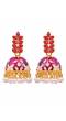 Gold-Plated Leaf Meenakari Jhumka PurpleStone Earrings RAE1316