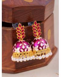 Buy Online Royal Bling Earring Jewelry Gold Plated Handcrafted Enamel Purple  Meenakari Hoop Earrings RAE1345 Jhumki RAE1345