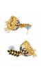 Gold-Plated Leaf Meenakari Jhumka Black Stone Earrings RAE1319
