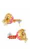 Gold-plated Leaf Design Precious Pink Stones Gold Jhumka RAE1322
