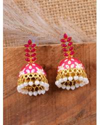 Buy Online Royal Bling Earring Jewelry Traditional Indian Gold plated Round Floral Royal Pink Jhumka Earring RAE1101 Jewellery RAE1101