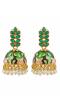 Gold-plated Leaf Design Precious Green Stones Gold Jhumka RAE1323