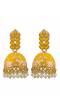 Gold-plated Leaf Design Precious Yellow Stones Gold Jhumka RAE1324