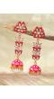 Meenakari jhumka, traditional Long Pink Jhumka Earrings RAE1327