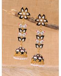 Buy Online Royal Bling Earring Jewelry Gold plated Traditional Jhumka Earrings Temple Style With Red & White Pearls RAE0788 Jewellery RAE0788
