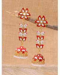 Buy Online Royal Bling Earring Jewelry Gold-plated Green Kundan Pearl Ethnic Jhumka Earings RAE1792 Jewellery RAE1792