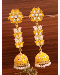 Buy Online Royal Bling Earring Jewelry Gold plated Traditional Jhumka Earrings Temple Style With Red & White Pearls RAE0788 Jewellery RAE0788