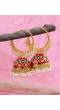 Gold-Pated Multicolor Hoop Jhumka With Pearl  Earring Set RAE1336