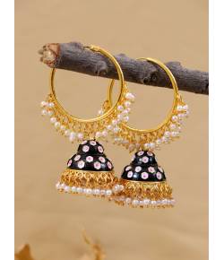 Meenakari Gold-Plated Hoops Earrings RAE1339