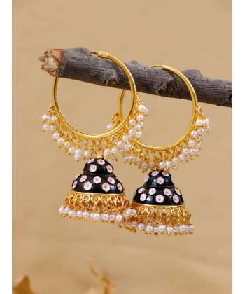 Meenakari Gold-Plated Hoops Earrings RAE1339