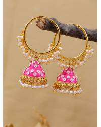 Buy Online Crunchy Fashion Earring Jewelry Crunchy Fashion Kundan/Pearl Red & Green Ethnic Chandbali Earring RAE2140 Earrings RAE2140