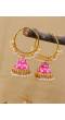 Gold Plated Handcrafted Enamel Royal Pink Meenakari Hoop Earrings RAE1340