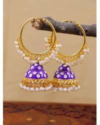 Buy Online Crunchy Fashion Earring Jewelry Gold-Plated Crown Peacock Light- Pink Earrings RAE2092 Jhumki RAE2092