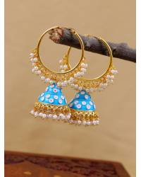 Buy Online Royal Bling Earring Jewelry Oxidised Silver  Enamel  Yellow Pearl Pearls Jhumka Earrings RAE1777 Jewellery RAE1777