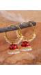 Gold-Plated Red Meenakari Hoops Earrings With-White Pearls RAE1346