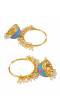 Gold-Plated Blue Hoops Earrings With-White Pearls RAE1347
