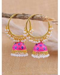 Buy Online Crunchy Fashion Earring Jewelry Crunchy Fashion Gold-Tone Pink Kundan Studded & Beaded Choker Jewellery Set RAS0557 Jewellery Sets RAS0557