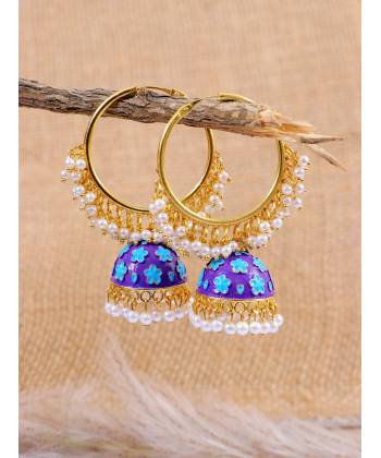 Hoop Earrings With Meenakari Work  RAE1350
