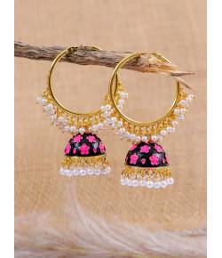 Meenakari Gold-plated Multicolor Hoop Earrings RAE1351