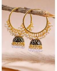 Buy Online Royal Bling Earring Jewelry Traditional Indian Gold Plated White Temple Style Jhumka Earring RAE0972 Jewellery RAE0972