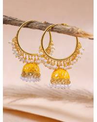 Buy Online Crunchy Fashion Earring Jewelry Traditional Gold-Plated  Green Kundan, Jaipur handpainted Meenakari Jhumka Earrings RAE1529 Jewellery RAE1529