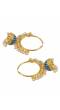 Gold-Plated Meenakrari Blue Hoop Earring With White Pearls RAE1358