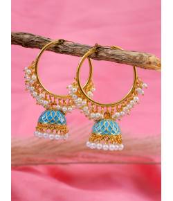 Beautiful Hoop Meenakri Blue Earrings RAE1359