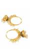 Gold Plated Handcrafted Enamel Black Meenakari Hoop Earrings With Pearls  RAE1362