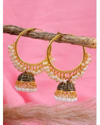 Buy Online Royal Bling Earring Jewelry Traditional Gold Plated Dark Green Pearl Jhumki Earring RAE0734  Jewellery RAE0734