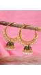 Gold Plated Handcrafted Enamel Black Meenakari Hoop Earrings With Pearls  RAE1362
