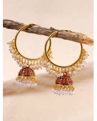 Buy Online Crunchy Fashion Earring Jewelry Traditional Gold Plated Blue Kundan & Perl layered Earrings RAE0616 Jewellery RAE0616
