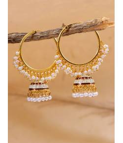 Indian Traditional Meenakari Kundan Studded  Jhumka Hoop Style Earrings  RAE1365