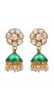 Gold-plated Green Floral Kundan Earrings RAE1371