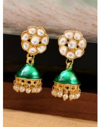 Buy Online Royal Bling Earring Jewelry Traditional Gold-Tone Blue Peacock Pearl Earrings RAE2296 Jhumki RAE2296