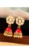 Gold-plated Floral Kundan Red Earrings RAE1372