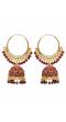 Gold-palted Maroon Hoop Jhumka Earrings RAE1380