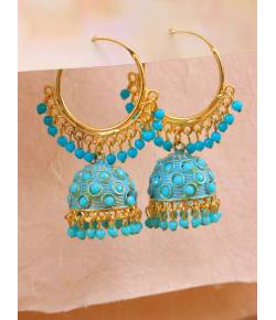 Gold -Plated Traditional Hoop Jhumka Earrings RAE1381