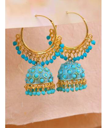 Gold -Plated Traditional Hoop Jhumka Earrings RAE1381