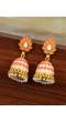 Gold-plated Peach color Meenakari Jhumka Earrings RAE1390