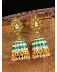 Buy Online Crunchy Fashion Earring Jewelry Gold plated Antique Blue Floral Jhumka Earrings RAE0935 Jewellery RAE0935
