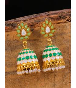 Gold Plated Indian Meenakari Jhumka Earrings RAE1394
