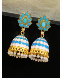 Buy Online Royal Bling Earring Jewelry Crunchy Fashion Clustered Beads & Meenakari Peach Embellished Jhumki Earring RAE13204 Earrings RAE2204