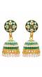 Gold-Plated Round Jhumka Earrings Dark Green RAE1400