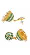 Gold-Plated Round Jhumka Earrings Dark Green RAE1400