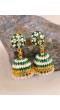 Gold-Plated Round Jhumka Earrings Dark Green RAE1400