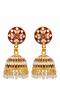 Gold-plated Meenakari & kundan Marron Round Earrings RAE1401