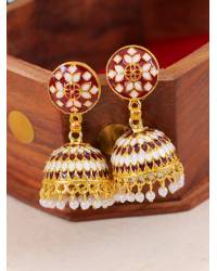 Buy Online Royal Bling Earring Jewelry Gold Plated Black Royal Kundan Peacock Jhumka Earrings RAE0951 Jewellery RAE0951